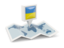 Ukraine. Square pin with map. Download icon.