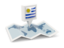 Uruguay. Square pin with map. Download icon.