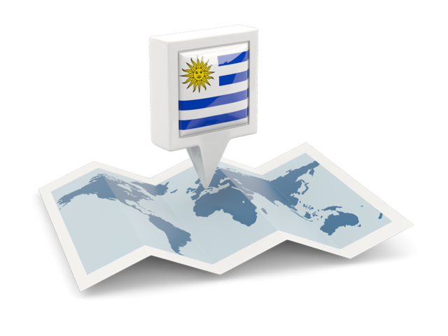 Square pin with map. Download flag icon of Uruguay at PNG format