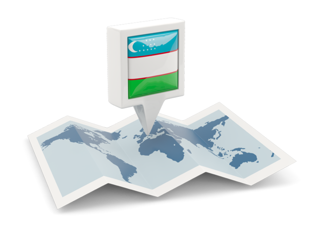 Square pin with map. Download flag icon of Uzbekistan at PNG format