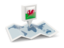 Wales. Square pin with map. Download icon.