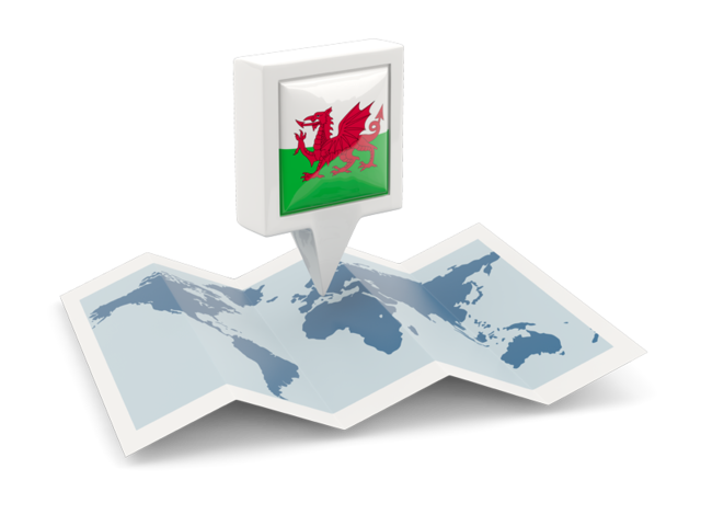 Square pin with map. Download flag icon of Wales at PNG format