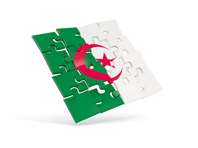 Square puzzle flag. Download flag icon of Algeria at PNG format