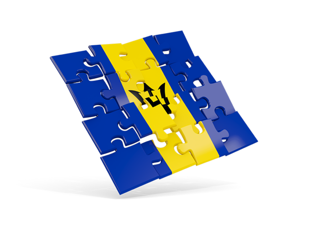 Square puzzle flag. Download flag icon of Barbados at PNG format