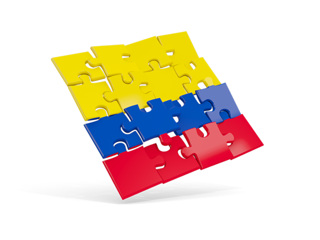 Square puzzle flag. Download flag icon of Colombia at PNG format