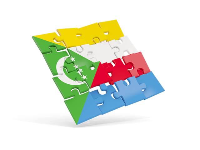 Square puzzle flag. Download flag icon of Comoros at PNG format
