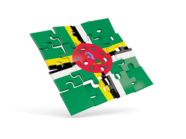 Square puzzle flag. Download flag icon of Dominica at PNG format