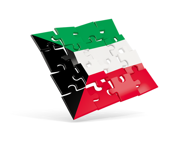 Square puzzle flag. Download flag icon of Kuwait at PNG format