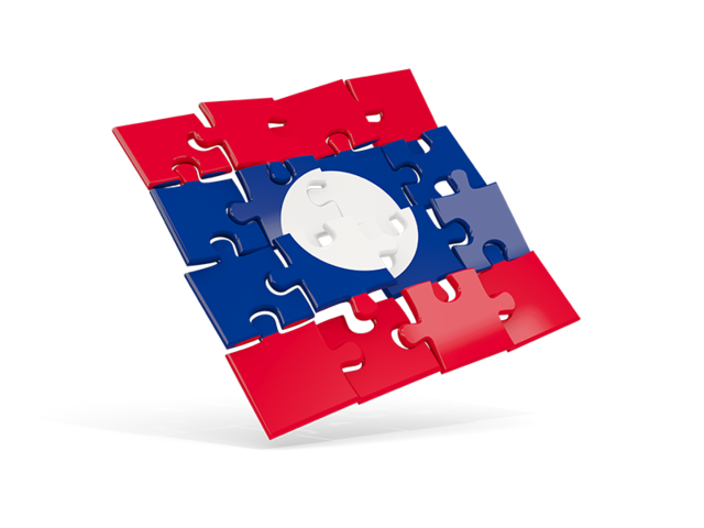 Square puzzle flag. Download flag icon of Laos at PNG format