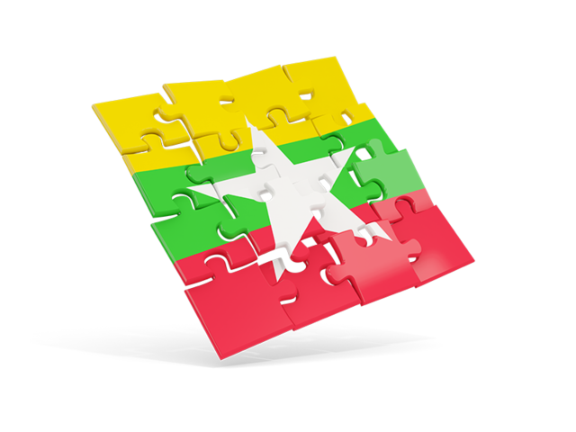 Square puzzle flag. Download flag icon of Myanmar at PNG format