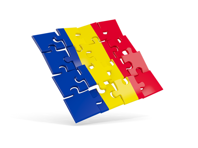 Square puzzle flag. Download flag icon of Romania at PNG format