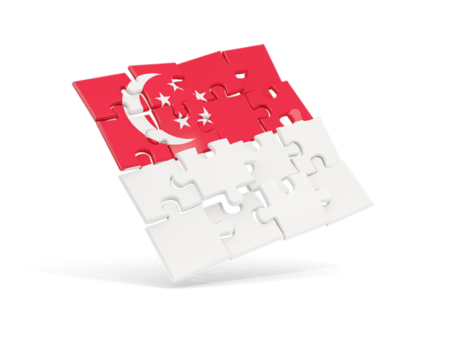 Квадратный флаг-пазл. Скачать флаг. Сингапур