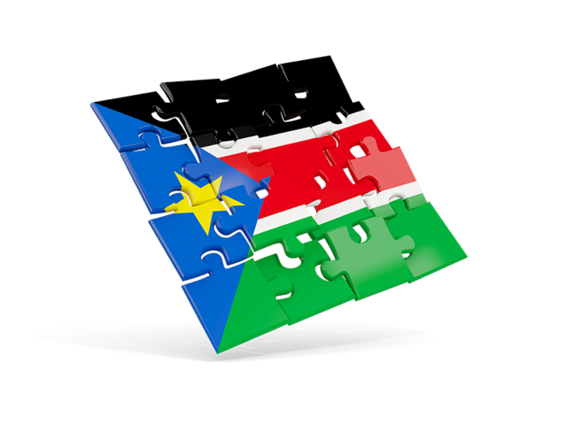 Квадратный флаг-пазл. Скачать флаг. Южный Судан
