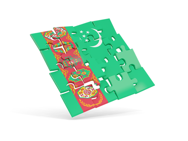 Square puzzle flag. Download flag icon of Turkmenistan at PNG format