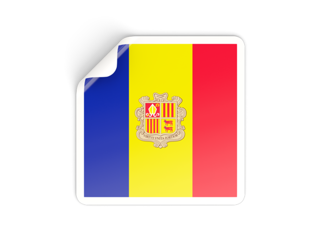 Square sticker. Download flag icon of Andorra at PNG format