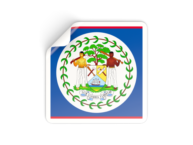 Square sticker. Download flag icon of Belize at PNG format