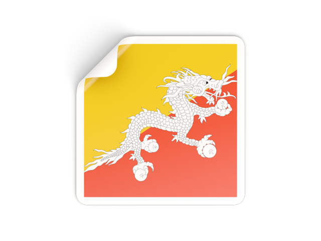 Square sticker. Download flag icon of Bhutan at PNG format