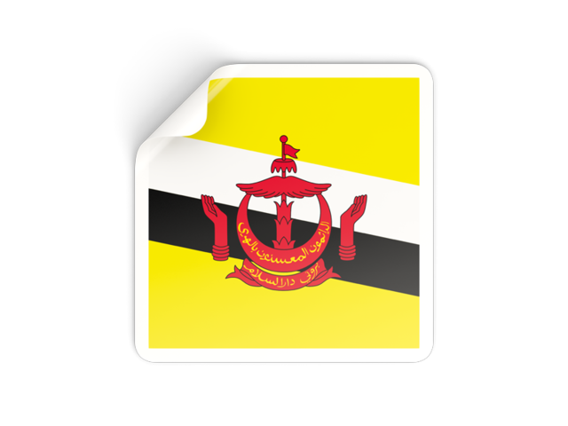Square sticker. Download flag icon of Brunei at PNG format