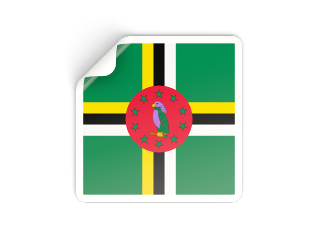 Square sticker. Download flag icon of Dominica at PNG format