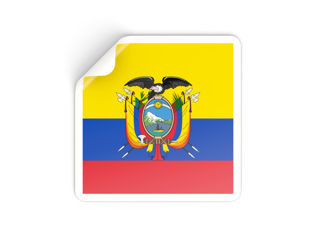 Square sticker. Download flag icon of Ecuador at PNG format