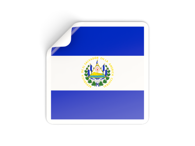 Square sticker. Download flag icon of El Salvador at PNG format