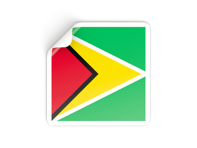 Square sticker. Illustration of flag of Guyana