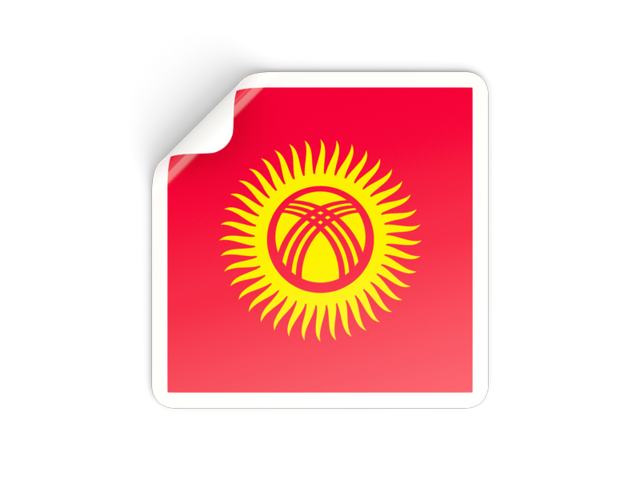 Square sticker. Download flag icon of Kyrgyzstan at PNG format