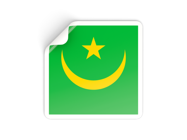 Square sticker. Download flag icon of Mauritania at PNG format