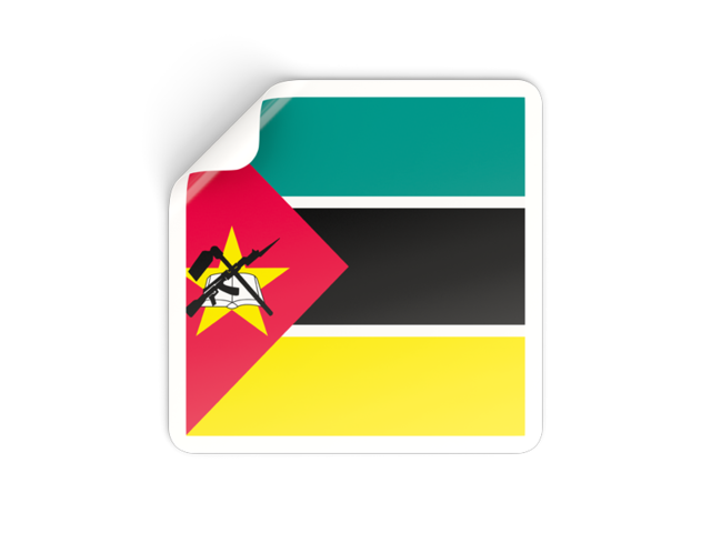 Square sticker. Download flag icon of Mozambique at PNG format