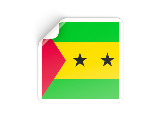 Square sticker. Download flag icon of Sao Tome and Principe at PNG format