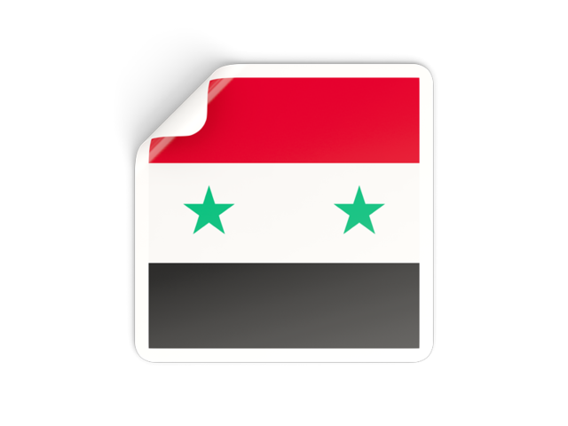Square sticker. Download flag icon of Syria at PNG format