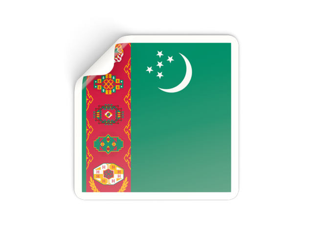 Square sticker. Download flag icon of Turkmenistan at PNG format