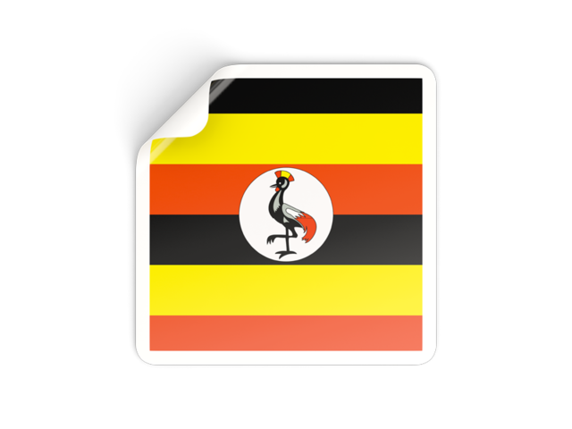 Square sticker. Download flag icon of Uganda at PNG format