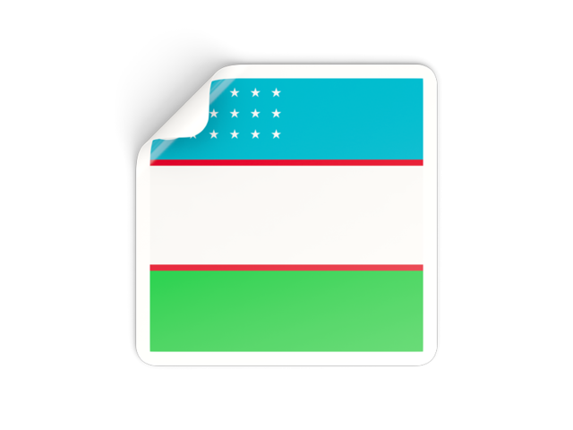 Square sticker. Download flag icon of Uzbekistan at PNG format