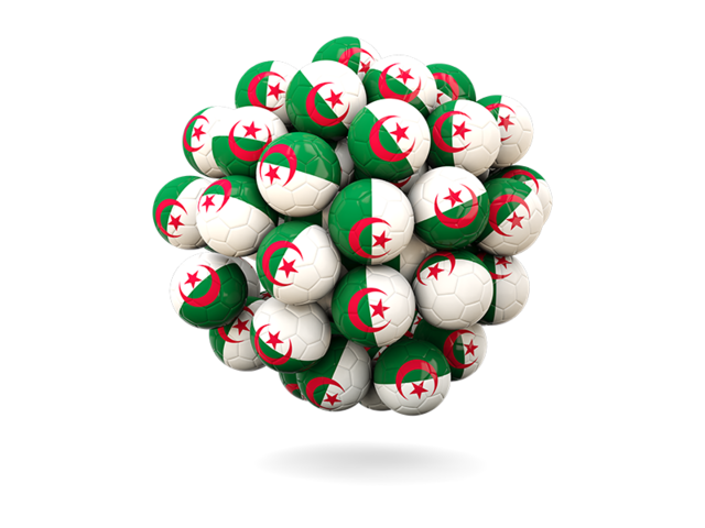 Stack of footballs. Download flag icon of Algeria at PNG format