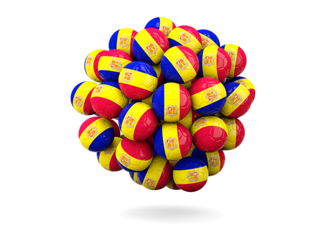 Stack of footballs. Download flag icon of Andorra at PNG format