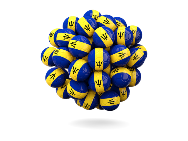 Stack of footballs. Download flag icon of Barbados at PNG format