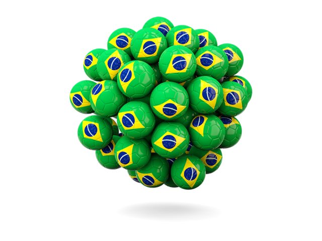 Stack of footballs. Download flag icon of Brazil at PNG format