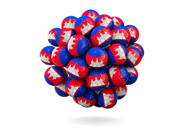 Stack of footballs. Download flag icon of Cambodia at PNG format