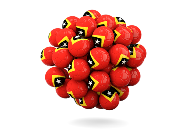 Куча футбольных мячей. Скачать флаг. Восточный Тимор