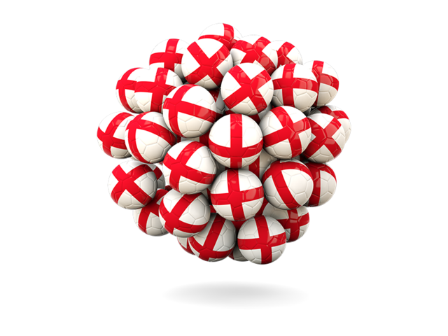 Stack of footballs. Download flag icon of England at PNG format