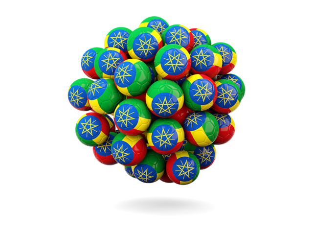 Stack of footballs. Download flag icon of Ethiopia at PNG format