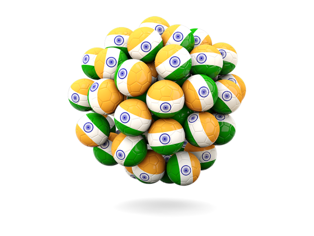 Stack of footballs. Download flag icon of India at PNG format