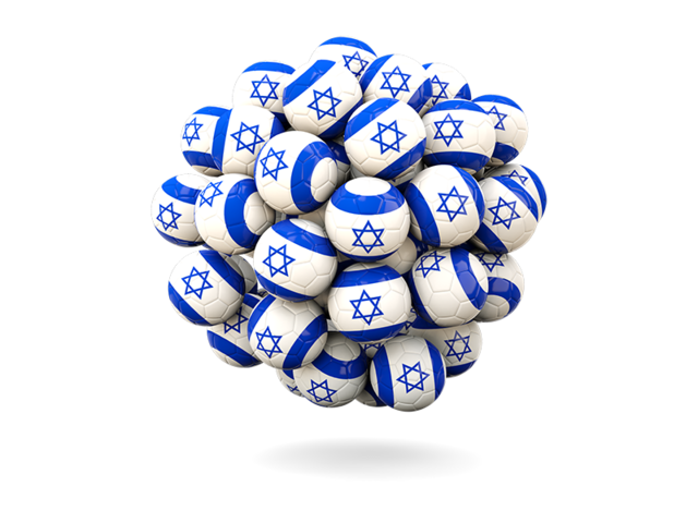 Куча футбольных мячей. Скачать флаг. Израиль