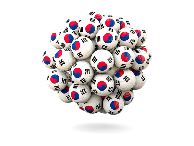 Stack of footballs. Download flag icon of South Korea at PNG format