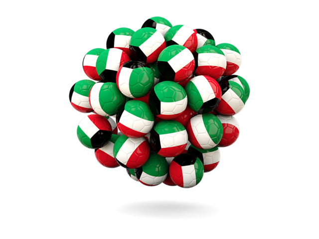 Stack of footballs. Download flag icon of Kuwait at PNG format
