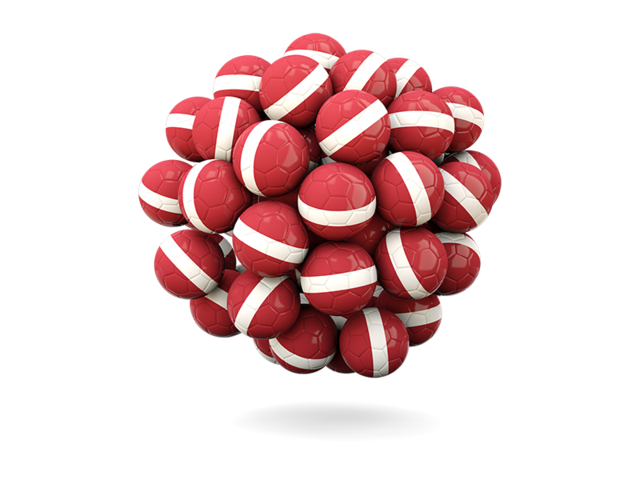 Stack of footballs. Download flag icon of Latvia at PNG format