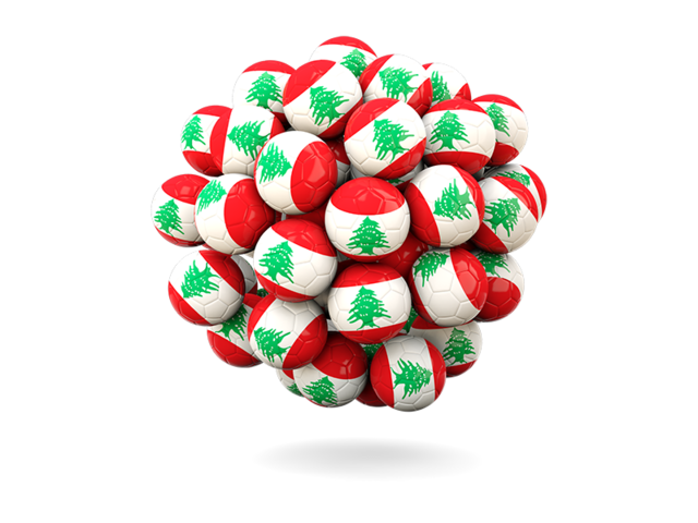 Stack of footballs. Download flag icon of Lebanon at PNG format