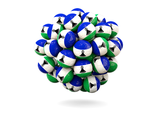 Stack of footballs. Download flag icon of Lesotho at PNG format