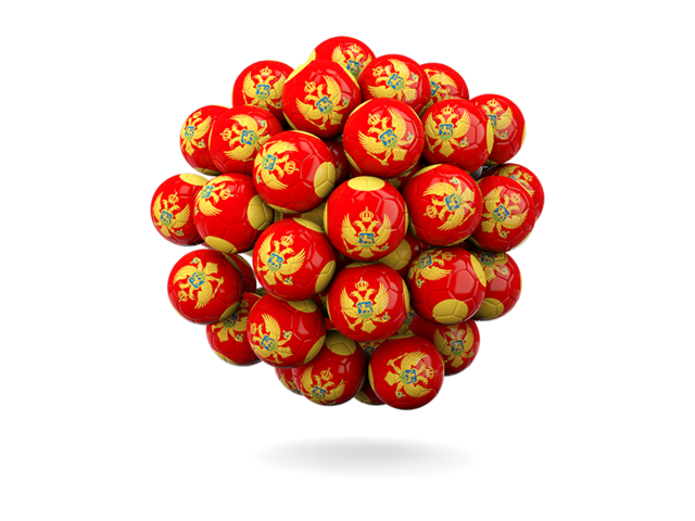 Stack of footballs. Download flag icon of Montenegro at PNG format